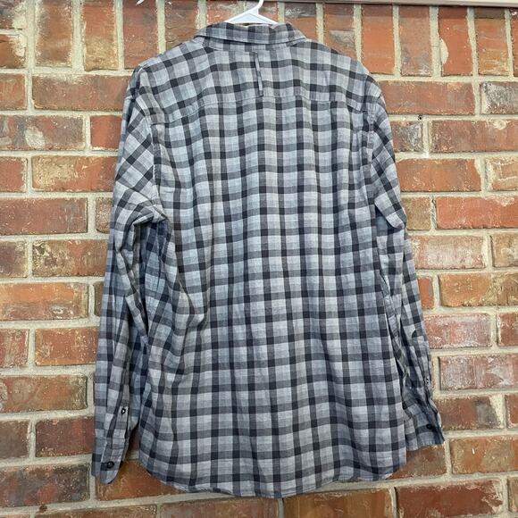 Banana Republic Slim Fit Luxe Flannel Button Up Shirt Size XLarge Gray Plaid - Picture 2 of 7